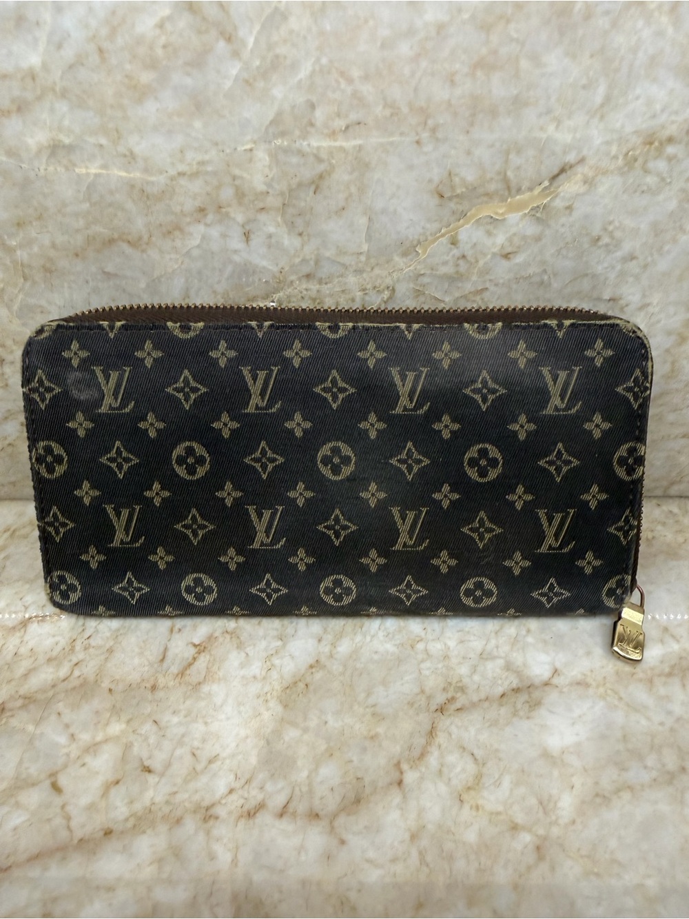 Louis Vuitton Monogram Zip Wallet in Brown and Gold